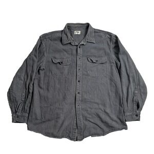 VTG LL BEAN Shirt XL Railroad Stripe Gray Navy 90s Gorp Hong Kong Baggy Thick